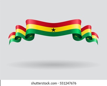 Ghana flag wavy abstract background. Vector illustration.