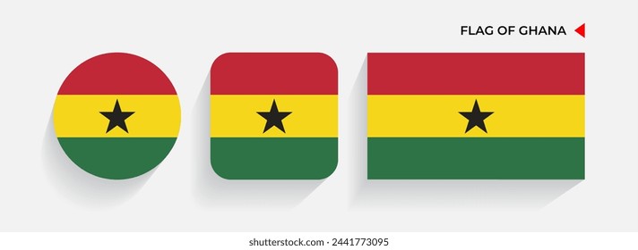 Ghana Flags arranged in round, square and rectangular shapes