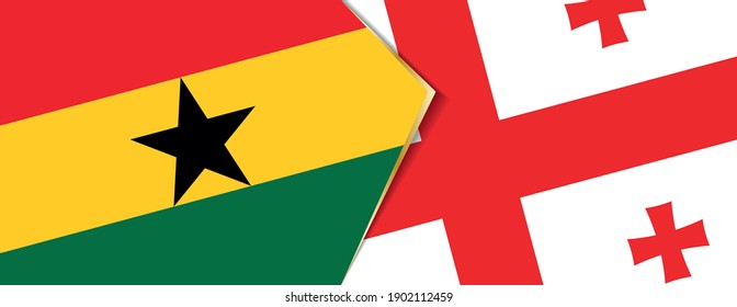 Banderas de Ghana y Georgia, dos banderas vectoriales símbolo de relación o enfrentamiento.