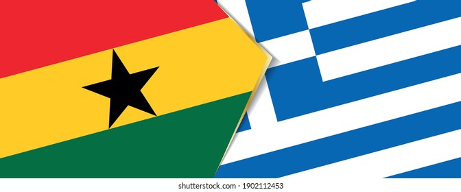 Ghana and Greece flags, two vector flags symbol of relationship or confrontation.