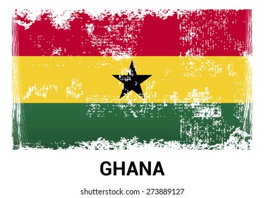 Ghana grunge flag isolated vector in official colors and Proportion Correctly. country's name label in bottom