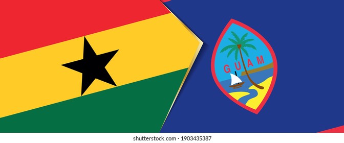 Ghana and Guam flags, two vector flags symbol of relationship or confrontation.