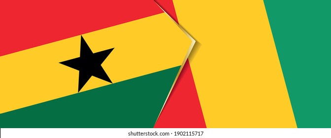 Ghana and Guinea flags, two vector flags symbol of relationship or confrontation.