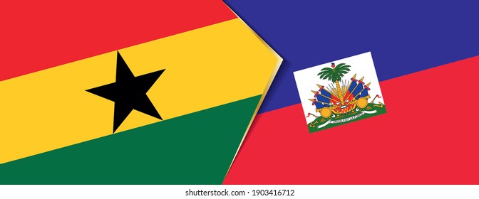 Ghana and Haiti flags, two vector flags symbol of relationship or confrontation.
