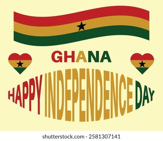 Ghana happy independence day celebration banner. Vector illustration.