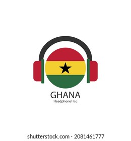 Ghana headphone flag vector on white background. 