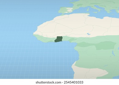 Gana em destaque no mapa detalhado, a localização geográfica do Gana. Mapa vetorial.