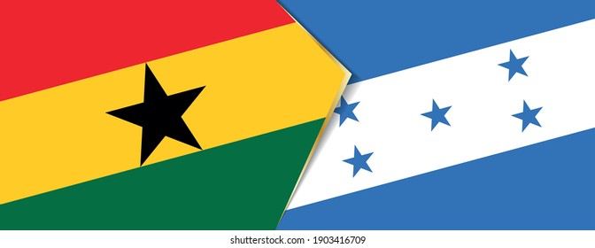 Ghana and Honduras flags, two vector flags symbol of relationship or confrontation.