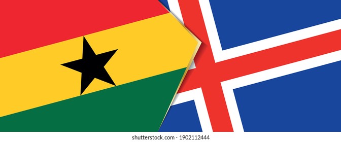 Ghana and Iceland flags, two vector flags symbol of relationship or confrontation.