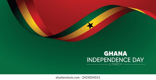 Ghana Independence Day 6 March flag ribbon vector poster