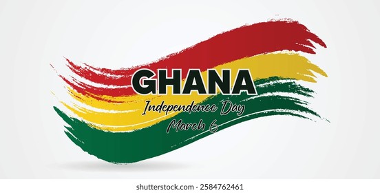 Ghana Independence Day 6 March brush stroke flag vector poster