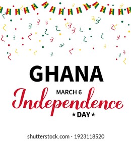 Banner des Ghana Independence Day. Ghanaischer Feiertag am 6. März gefeiert. Vektorvorlage für Typografie-Poster, Grußkarte, Flyer, etc.