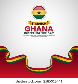 Ghana Independence Day celebration background template for banner, greeting card with national flag