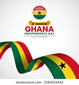 Ghana Independence Day celebration background template for banner, greeting card with national flag