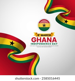 Ghana Independence Day celebration background template for banner, greeting card with national flag