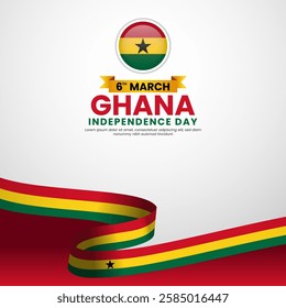 Ghana Independence Day celebration background template for banner, greeting card with national flag