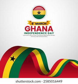 Ghana Independence Day celebration background template for banner, greeting card with national flag