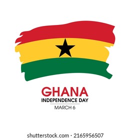 Ghana Independence Day vector. Abstract grunge flag of Ghana icon isolated on a white background. Ghanaian flag paint brush vector. Official state holiday in Ghana, March 6. Important day