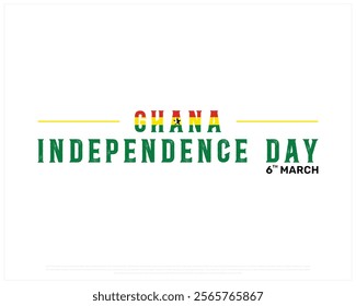 GHANA Independence Day vector design on a white background with national flag, Typographic Design of GHANA Independence Day, Flag of GHANA, Vector design of Ghana national day 