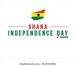 GHANA Independence Day vector design on a white background with brush flag, Typographic Design of GHANA Independence Day, Brush of GHANA, Vector design of Ghana national day 