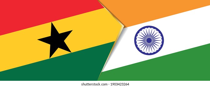 Ghana and India flags, two vector flags symbol of relationship or confrontation.