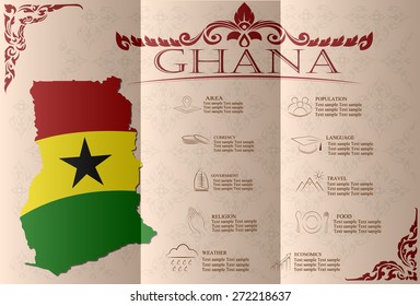  Ghana infographics, statistical data, sights. Vector illustration