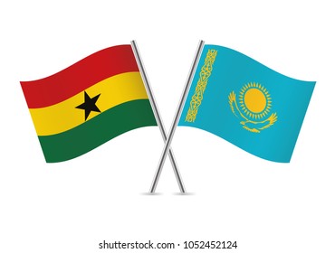 Ghana and Kazakhstan flags. Vector illustration.