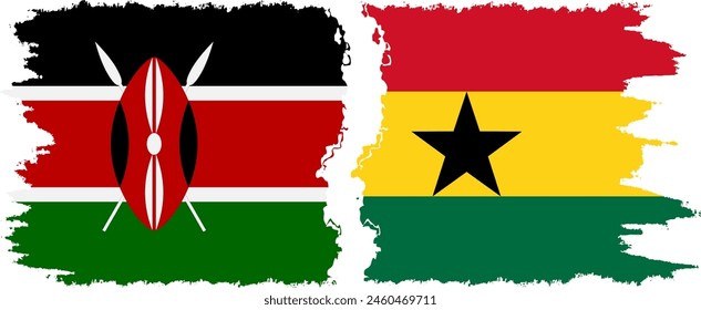 Ghana and Kenya grunge flags connection, vector