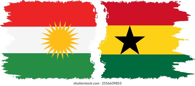 Ghana and  Kurdistan grunge flags connection, vector