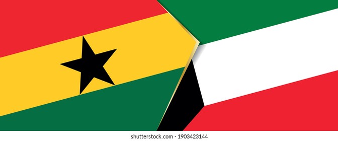 Ghana and Kuwait flags, two vector flags symbol of relationship or confrontation.