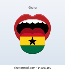 Ghana language. Abstract human mouth. Vector illustration.