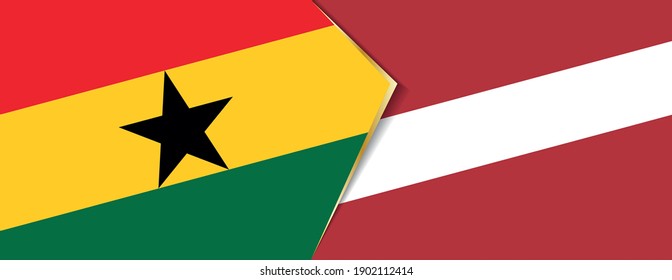 Ghana and Latvia flags, two vector flags symbol of relationship or confrontation.