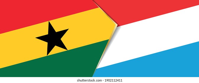 Banderas de Ghana y Luxemburgo, dos banderas vectoriales símbolo de relación o enfrentamiento.