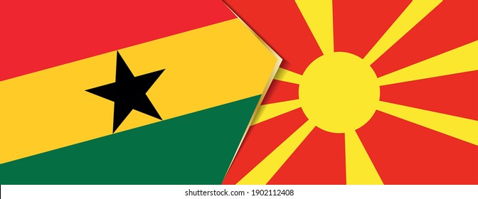 Banderas de Ghana y Macedonia, dos banderas vectoriales símbolo de relación o confrontación.