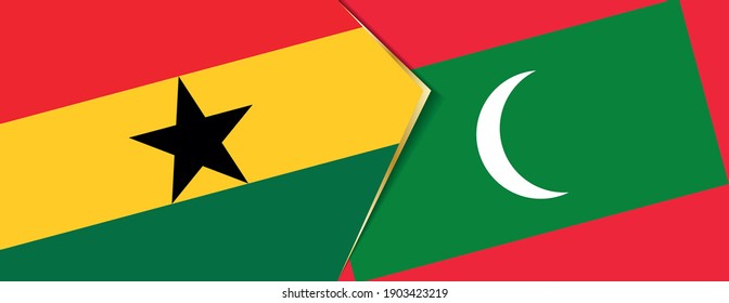 Ghana and Maldives flags, two vector flags symbol of relationship or confrontation.