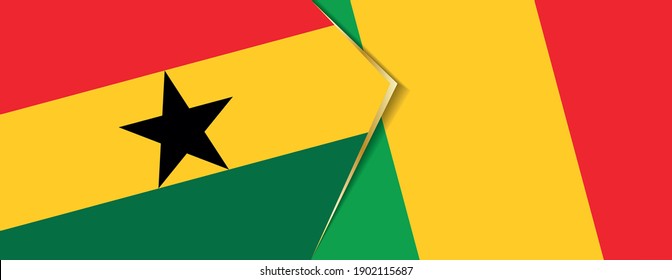 Ghana and Mali flags, two vector flags symbol of relationship or confrontation.