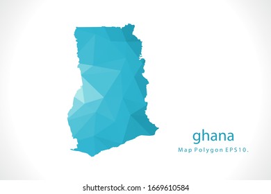 ghana Map Abstract geometric rumpled triangular low poly style gradient graphic on white background