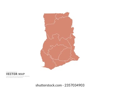 Mapa de Ghana - naranja de estilo abstracto aislado en fondo blanco para vector de diseño.