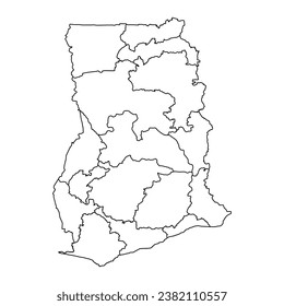 Ghana-Karte mit Verwaltungsabteilungen. Vektorgrafik.