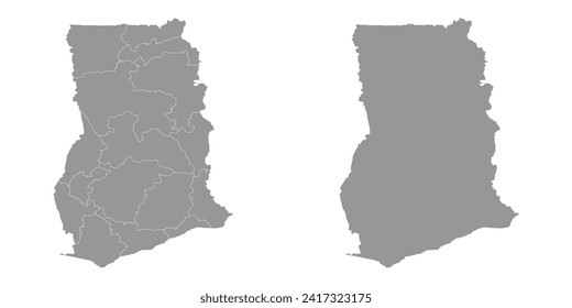 Ghana map with administrative divisions. Vector illustration.