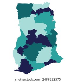 Ghana map. Map of Ghana in administrative provinces in multicolor