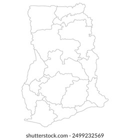 Ghana map. Map of Ghana in administrative provinces in white color