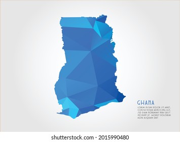Ghana map blue Color on white background polygonal