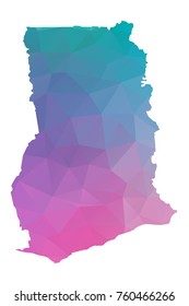ghana map. Blue and Pink polygonal shape vector illustration on white background. Vector illustration eps 10.