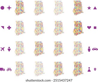 Mapa de Gana em diferentes formas ícone.eps
