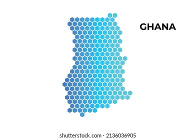 Ghana map digital hexagon shape on white background vector illustration