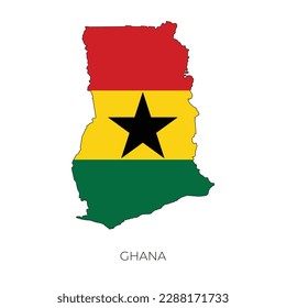 Ghana map and flag. Detailed silhouette vector illustration	