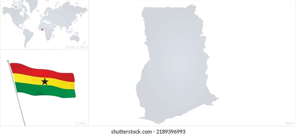 Ghana map and flag. vector 