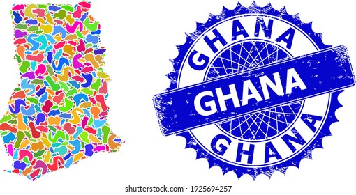 Ghana Map Flat Illustration Blot Pattern Stock Vector (Royalty Free ...