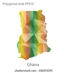 Ghana map in geometric polygonal style.Abstract gems triangle,modern design background.